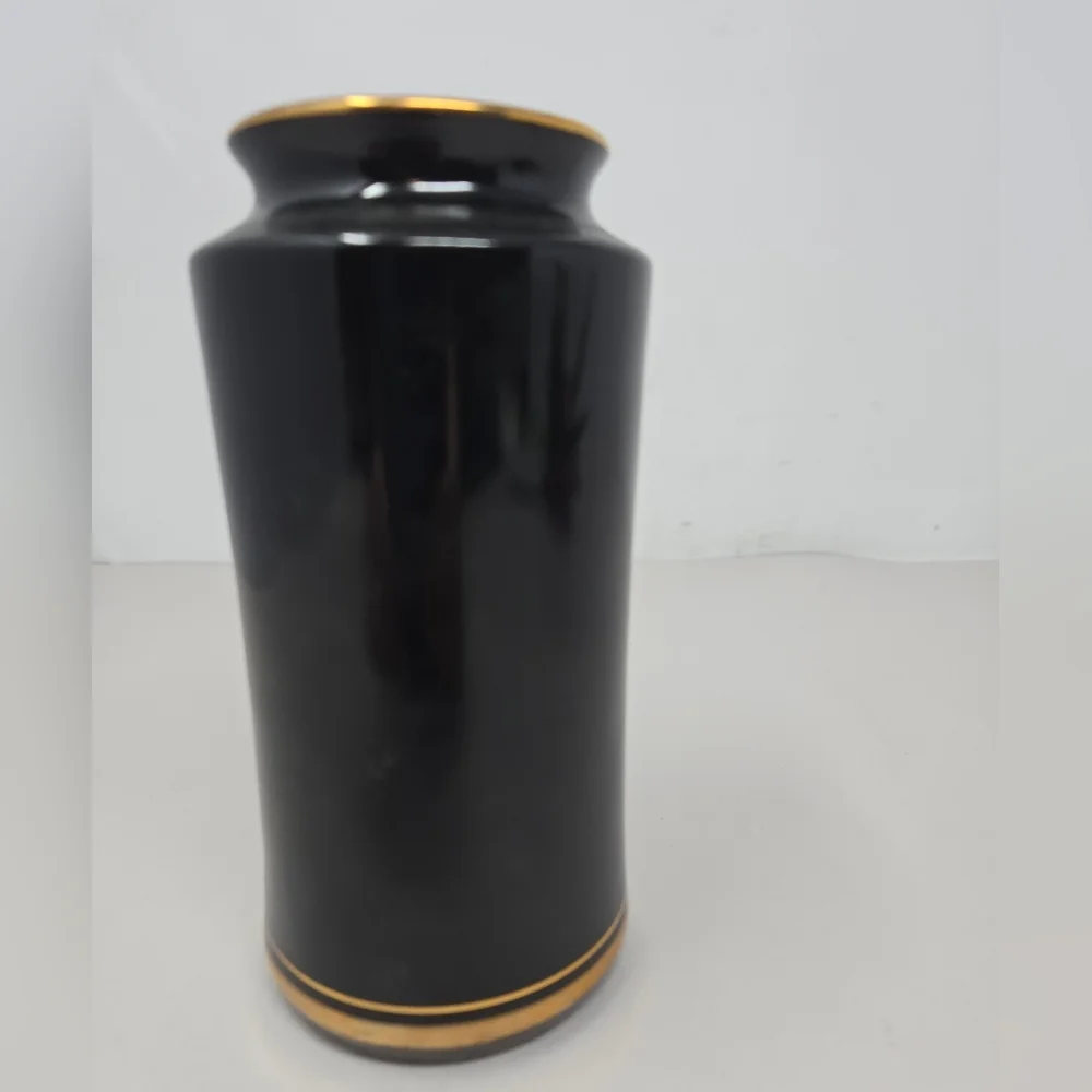 Vintage Chokin Collection Vase Engraved Bird Design With Flower Black Pottery